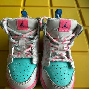 Jordan Kids Teal and Pink Sneakers